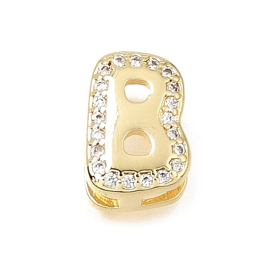 Brass Micro Pave Clear Cubic Zirconia Initial Spacer Bars KK-E802-34G-B-1