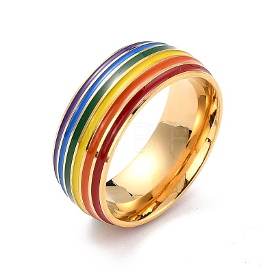 Rainbow Pride Finger Ring RJEW-M140-01G-1