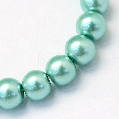 Baking Painted Pearlized Glass Pearl Round Bead Strands HY-Q330-8mm-32-1