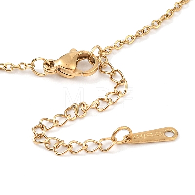 304 Stainless Steel Cable Chain Round Beads Pendant Necklaces for Women NJEW-Z047-02G-1