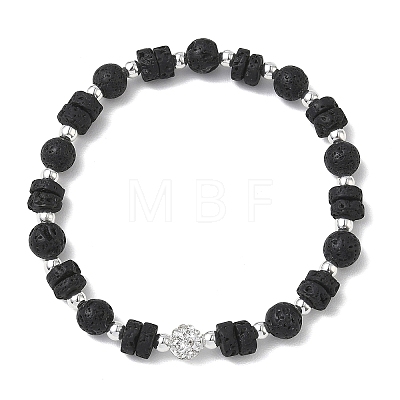 Natural Lava Rock & Non-magnetic Synthetic Hematite Beaded Stretch Bracelets for Women Men BJEW-JB13710-1