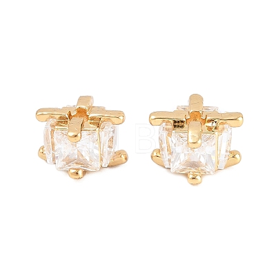 Brass Clear Cubic Zirconia Beads KK-B186-21A-G-1