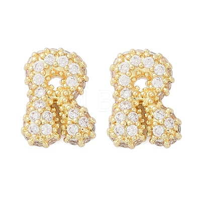 Brass Micro Pave Cubic Zirconia Stud Earrings EJEW-Z091-04G-R-1