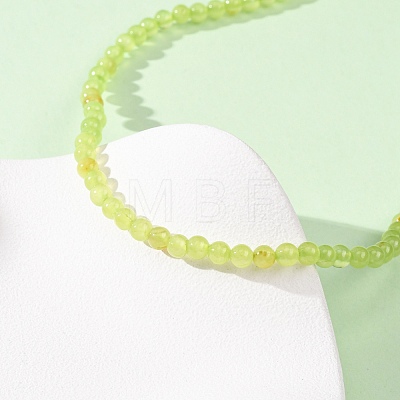 4MM Dyed Natural Green Jade Round Beaded Necklaces GG-CBAA808-04P-A-1