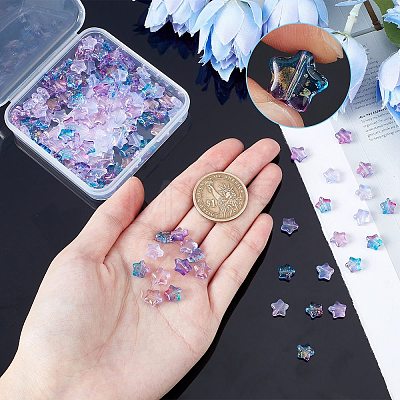 SUNNYCLUE 150Pcs 3 Colors Spray Painted Glass Beads GLAA-SC0001-60-1