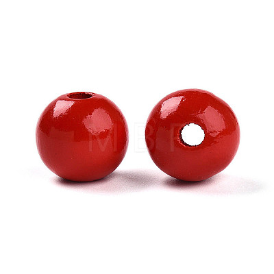 Painted Natural Wood Beads WOOD-A018-16mm-12-1