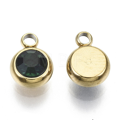 PVD Vacuum Plating 201 Stainless Steel Rhinestone Charms LS-X-STAS-S068-05G-1