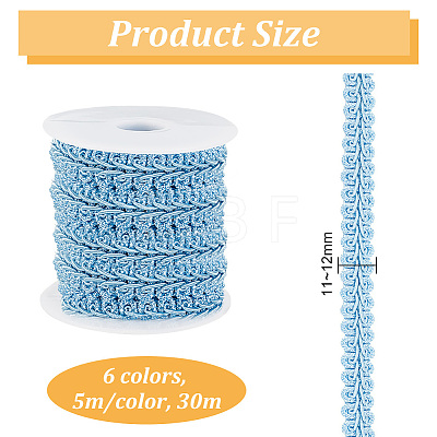   30M 6 Colors Polyester Centipede Braid Lace Trim OCOR-PH0002-24-1