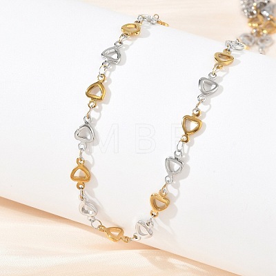 Two Tone 304 Stainless Steel Triangle Link Chain Necklaces for Women NJEW-G201-01GP-1