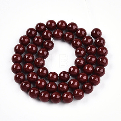 Baking Painted Pearlized Glass Pearl Bead Strands HY-N002-8mm-D01-1