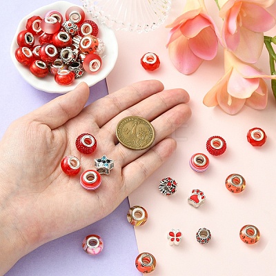 DIY Glass & Resin & Alloy Enamel European Beads Jewelry Making Finding Kit DIY-YW0009-01-1