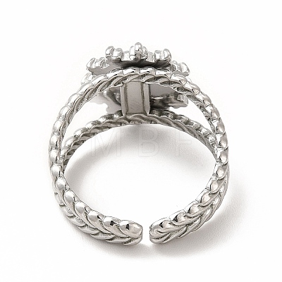 Tarnish Resistant 304 Stainless Steel Sun Open Cuff Ring Settings X-RJEW-B027-23P-1