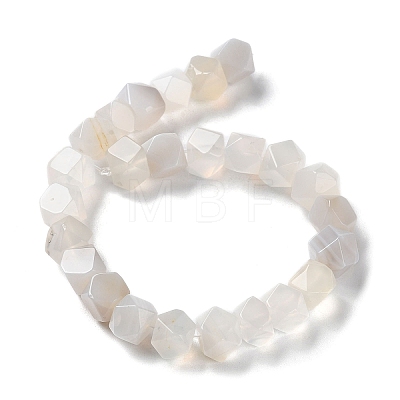 Natural White Agate Star Cut Round Beads Strands G-M418-C17-01-1