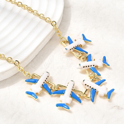 Brass Enamel Pendant Necklaces NJEW-B157-07G-01-1