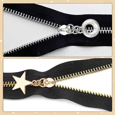 48Pcs 6 Styles Alloy Zipper Sliders with Round Charm DIY-ME0003-69-1