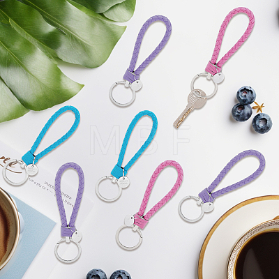 12Pcs 3 Colors PU Leather Knitting Keychains KEYC-CL0001-20B-1