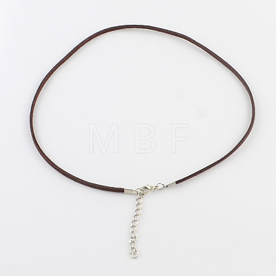 2mm Faux Suede Cord Necklace Making with Iron Chains & Lobster Claw Clasps NCOR-R029-02-1