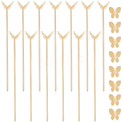 40Pcs Brass Butterfly Head Pins KK-BBC0009-51-1