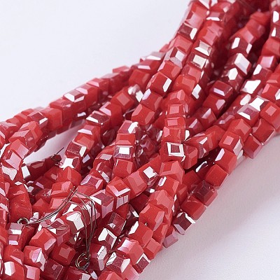 Electroplate Opaque Glass Beads Strands LS-EGLA-F121-HR-C01-1