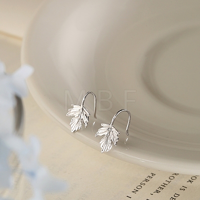 999 Sterling Silver Leaf Cuff Earrings EJEW-P296-08P-1