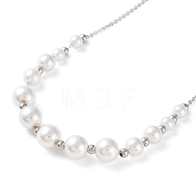 Plastic Pearl Graduated Beaded Necklace NJEW-F317-02P-1