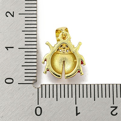 Rack Plating Brass Micro Pave Clear Cubic Zirconia with Enamel Pendant KK-B091-37G-01-1