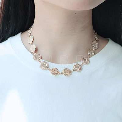 Vintage Alloy Textured Coin Link Chain Necklaces with OT Clasps for Women FS-WG489F5-01-1