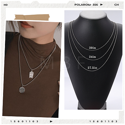 24Pcs 304 Stainless Steel Ball Chain Necklace Making NJEW-BBC0001-10A-1