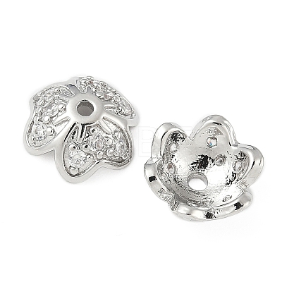 Brass Micro Pave Clear Cubic Zirconia Bead Caps KK-V015-33P-1