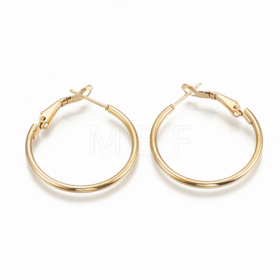 Ion Plating(IP) 316 Stainless Steel Hoop Earrings STAS-S078-08-25mm-08-1