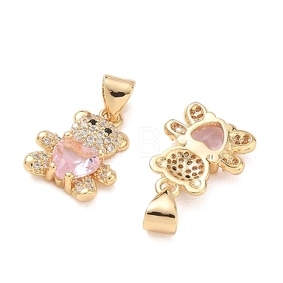 Brass Micro Pave Cubic Zirconia Charms KK-K351-69G-06-1
