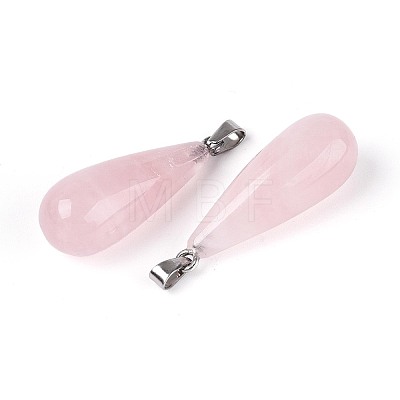 Natural Rose Quartz Pendants G-N360-08P-02-1