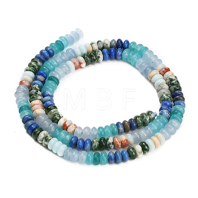 Gradient Color Natural Dyed White Jade & Green Spot Jasper & Lapis Lazuli & Synthetic Shoushan Stone Beads Strands GG-CBA1E0E-01E-1