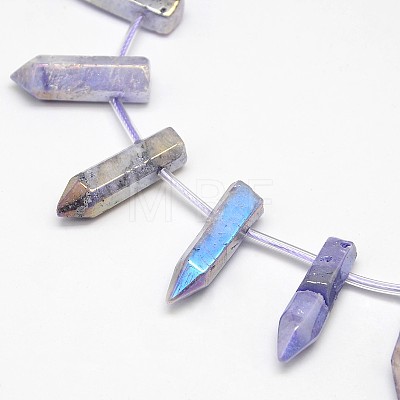 Electroplate Gemstone Natural Quartz Crystal Beads Strands G-L134-02-1