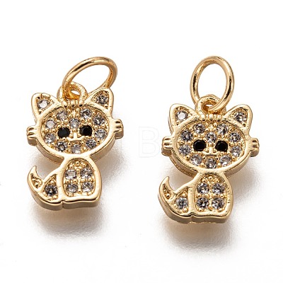 Brass Micro Pave Clear Cubic Zirconia Charms ZIRC-C020-38-1