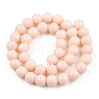 Opaque Solid Color Glass Beads Strands GLAA-T032-P10mm-09-1