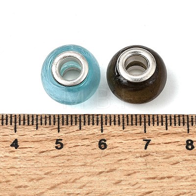 Handmade Silver Foil Glass European Beads LPDL-R008-M-1