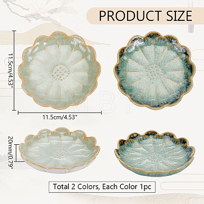   2Pcs 2 Colors Lotus Flower Shape Ceramic Dipping Dish AJEW-PH0011-66B-1