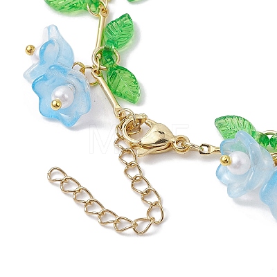 Flower Glass & Acrylic Charm Bracelets BJEW-JB10443-01-1