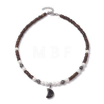 Moon Larvikite Pendant Necklaces for Women NJEW-JN04664-02-1
