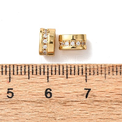 Brass Micro Pave Clear Cubic  Zirconia Slide Charms KK-K422-17G-1