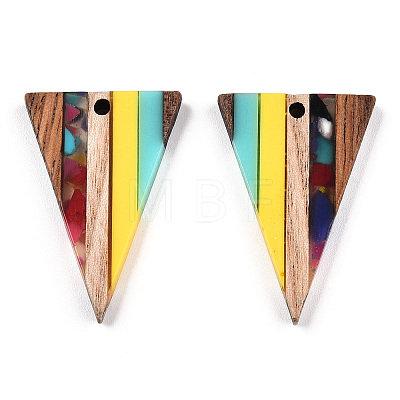 Transparent Resin & Walnut Wood Pendants RESI-TAC0017-50-B01-1