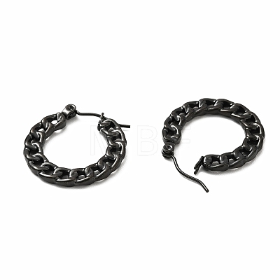 Ion Plating(IP) 304 Stainless Steel Curb Chain Shape Stud Earrings for Women EJEW-F283-02EB-1