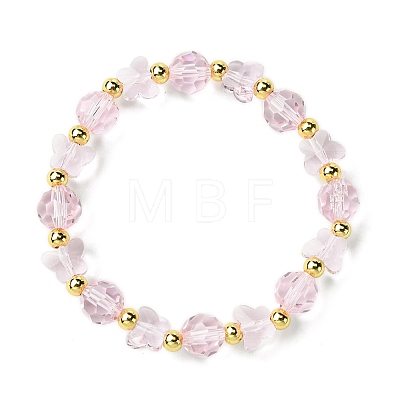 Butterfly & Faceted Round Glass Beaded Stretch Bracelets for Women BJEW-FS00002-1