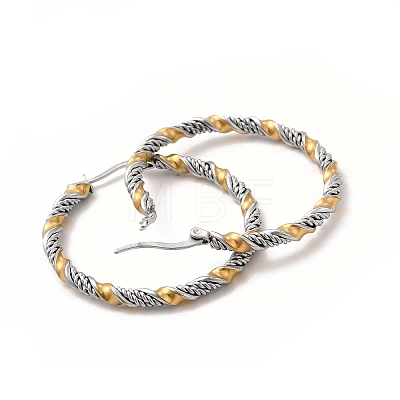 304 Stainless Steel Twist Rope Hoop Earrings for Women EJEW-C011-03P-1