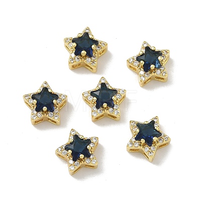 Brass Micro Pave Cubic Zirconia Slide Charms KK-D226-02G-1