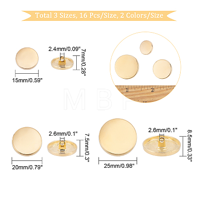 48pcs 6 Style Alloy Shank Buttons DIY-CA0004-59-1