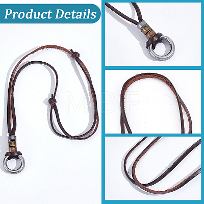 1Pc Men Adjustable Cowhide Pendant Necklaces NJEW-GF0001-21-1