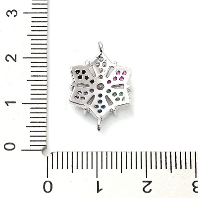 Brass Colorful Cubic Zirconia Connector Snowflake Connector Charms KK-L229-079P-01-1