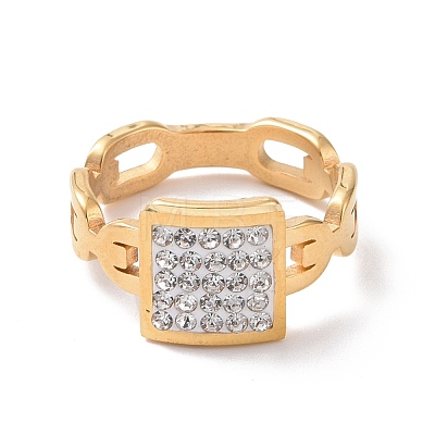 Crystal Rhinestone Rectangle Finger Ring RJEW-D120-02B-G-1